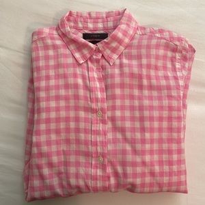 J crew pink checkered button up!